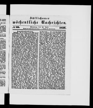 Züllichauer wöchentliche Nachrichten on Jul 16, 1837