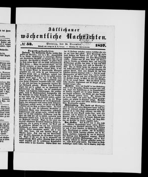 Züllichauer wöchentliche Nachrichten on Dec 24, 1837