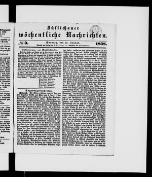 Züllichauer wöchentliche Nachrichten on Jan 21, 1838