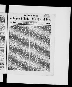 Züllichauer wöchentliche Nachrichten on Jun 17, 1838