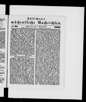 Züllichauer wöchentliche Nachrichten vom 02.09.1838