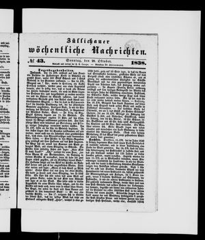 Züllichauer wöchentliche Nachrichten vom 28.10.1838