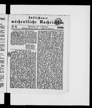 Züllichauer wöchentliche Nachrichten on Feb 3, 1839