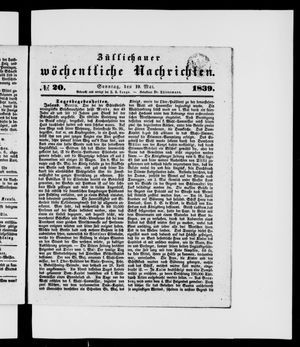 Züllichauer wöchentliche Nachrichten on May 19, 1839