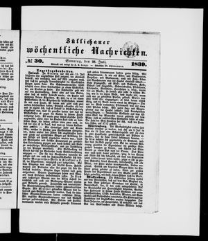 Züllichauer wöchentliche Nachrichten on Jul 28, 1839