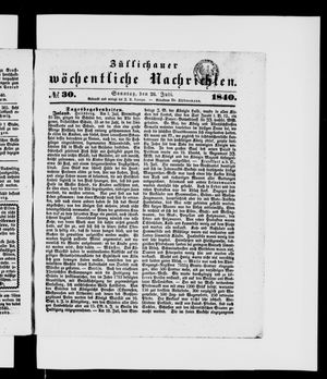 Züllichauer wöchentliche Nachrichten on Jul 26, 1840