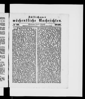 Züllichauer wöchentliche Nachrichten vom 02.08.1840