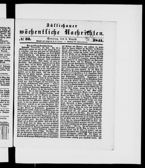 Züllichauer wöchentliche Nachrichten vom 08.08.1841