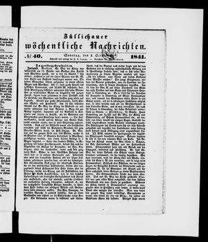 Züllichauer wöchentliche Nachrichten on Oct 3, 1841