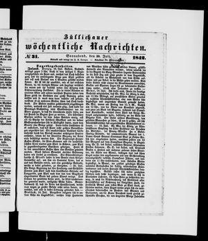 Züllichauer wöchentliche Nachrichten vom 30.07.1842