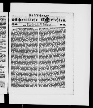 Züllichauer wöchentliche Nachrichten vom 10.09.1842