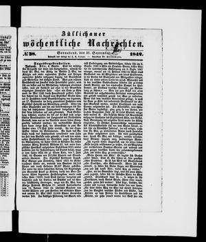 Züllichauer wöchentliche Nachrichten vom 17.09.1842