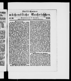 Züllichauer wöchentliche Nachrichten vom 19.11.1842