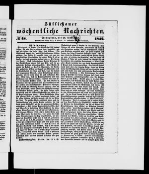 Züllichauer wöchentliche Nachrichten vom 26.11.1842