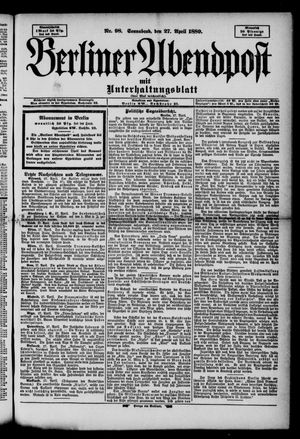 Berliner Abendpost vom 27.04.1889