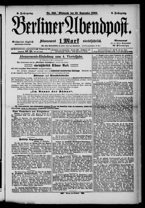 Berliner Abendpost vom 18.09.1889