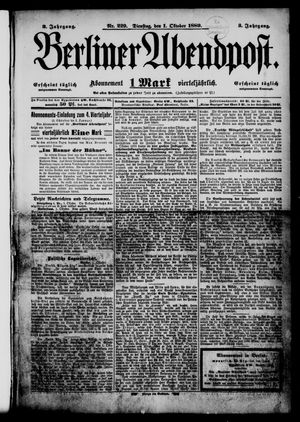 Berliner Abendpost vom 01.10.1889