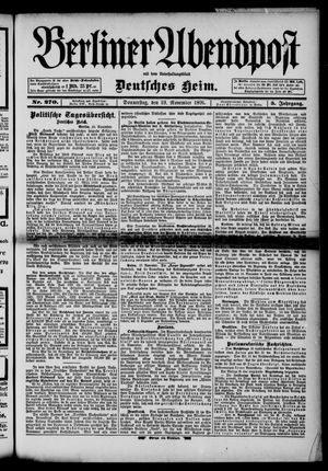 Berliner Abendpost vom 19.11.1891