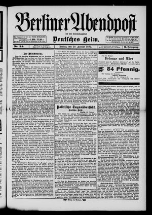 Berliner Abendpost vom 29.01.1892