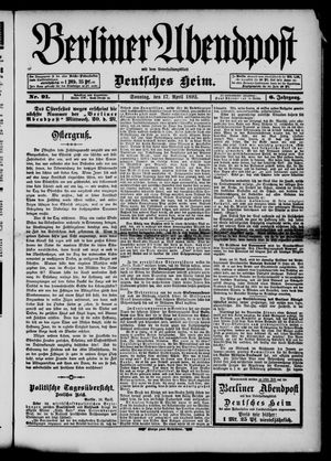 Berliner Abendpost vom 17.04.1892