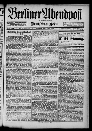 Berliner Abendpost vom 04.05.1892