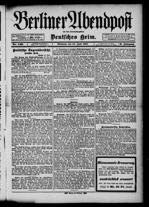 Berliner Abendpost vom 22.06.1892