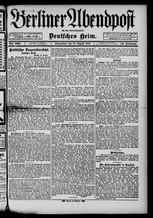Berliner Abendpost on Aug 13, 1892
