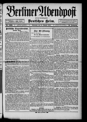 Berliner Abendpost vom 31.08.1892
