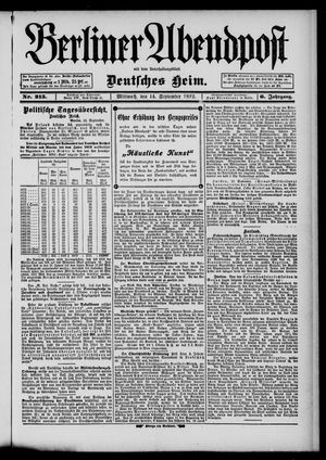 Berliner Abendpost vom 14.09.1892