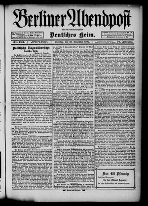 Berliner Abendpost vom 29.11.1892