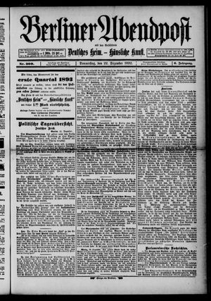 Berliner Abendpost vom 22.12.1892