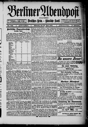 Berliner Abendpost vom 28.06.1893