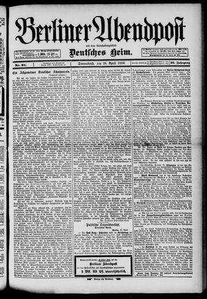Berliner Abendpost vom 18.04.1896