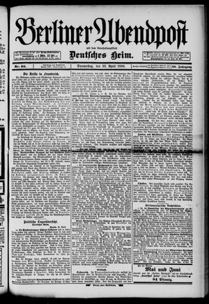 Berliner Abendpost vom 23.04.1896