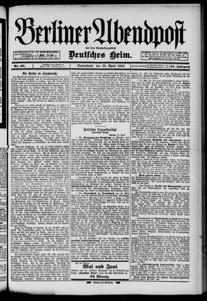 Berliner Abendpost vom 25.04.1896