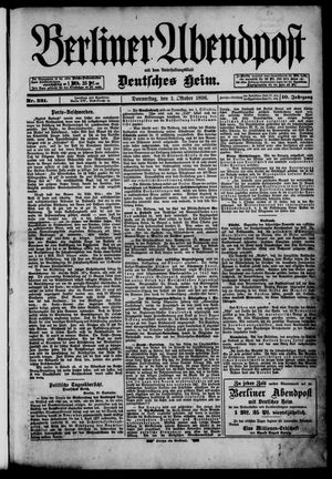 Berliner Abendpost vom 01.10.1896