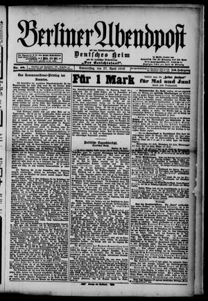Berliner Abendpost vom 27.04.1899