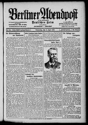 Berliner Abendpost on Apr 11, 1907