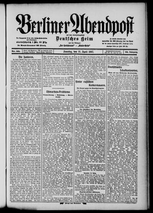 Berliner Abendpost vom 21.04.1907