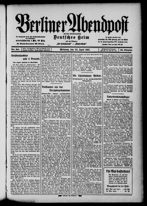 Berliner Abendpost vom 24.04.1907