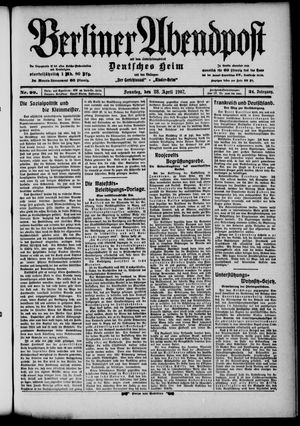 Berliner Abendpost vom 28.04.1907