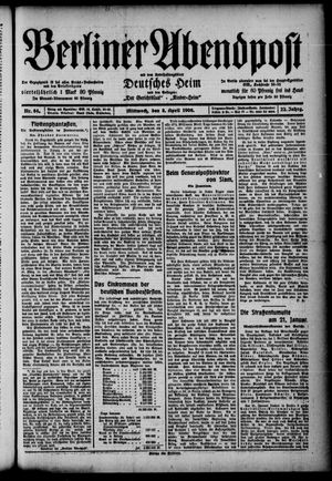 Berliner Abendpost on Apr 8, 1908