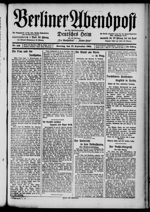 Berliner Abendpost vom 27.09.1908