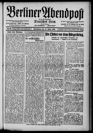 Berliner Abendpost vom 17.04.1909