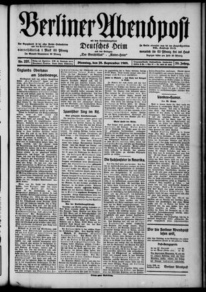 Berliner Abendpost vom 28.09.1909