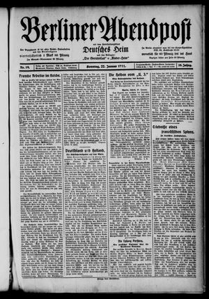 Berliner Abendpost vom 22.01.1911