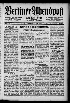 Berliner Abendpost vom 22.04.1911
