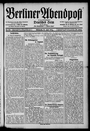 Berliner Abendpost vom 21.06.1911
