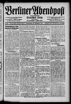 Berliner Abendpost vom 30.11.1911