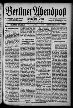 Berliner Abendpost vom 22.02.1912